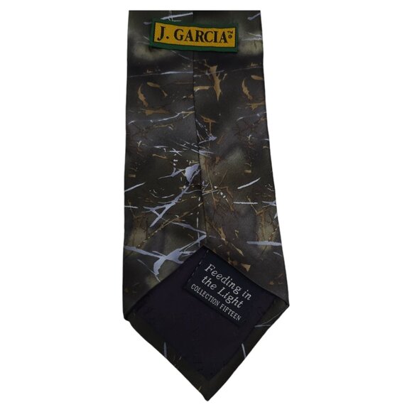 Vintage J Jerry Garcia Feeding in the Light Men's Tie All Silk Green Necktie Q7 - Picture 3 of 4